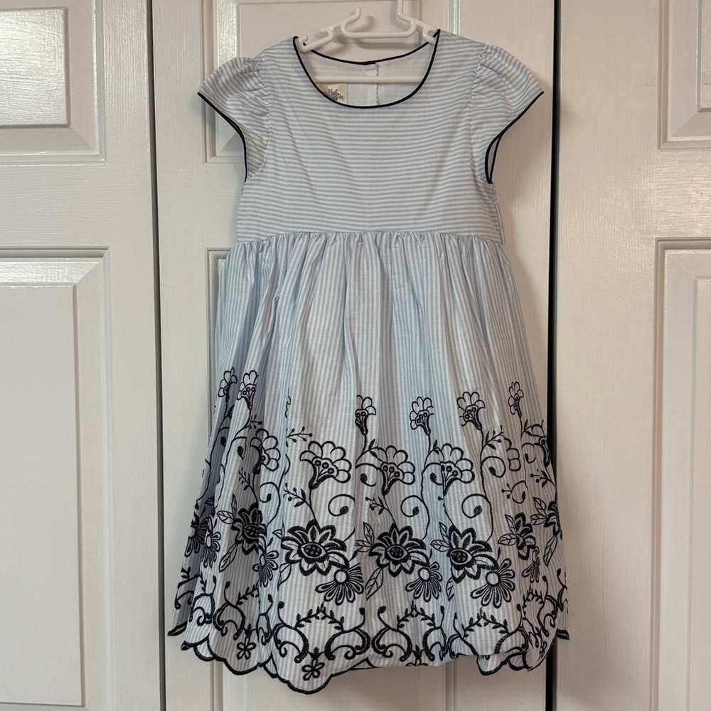 Laura Ashley Blue and White Striped Dress